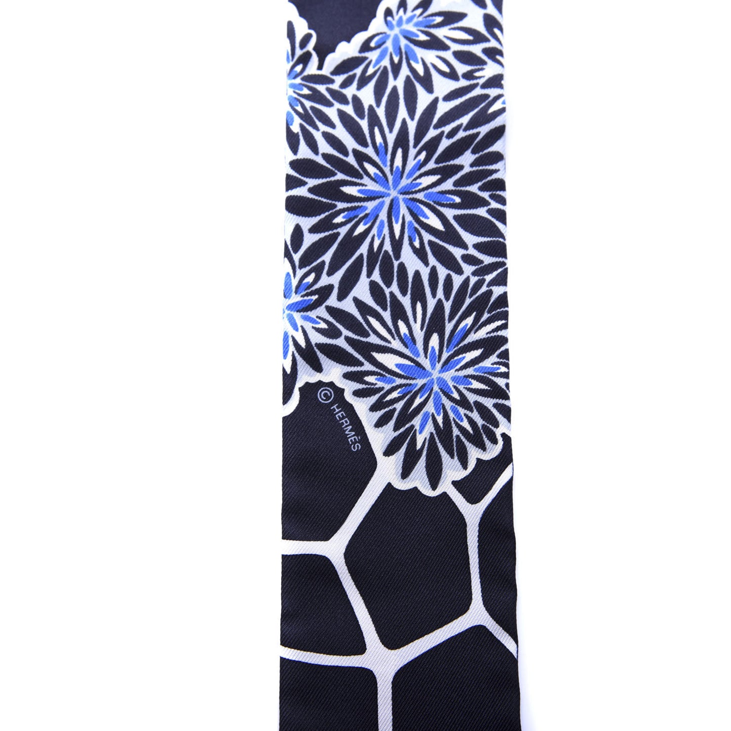 Silk The Three Graces Twilly Bleu Nuit Gold Black