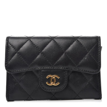 Chanel Lambskin Quilted Flap Card Holder Black 1 of 8