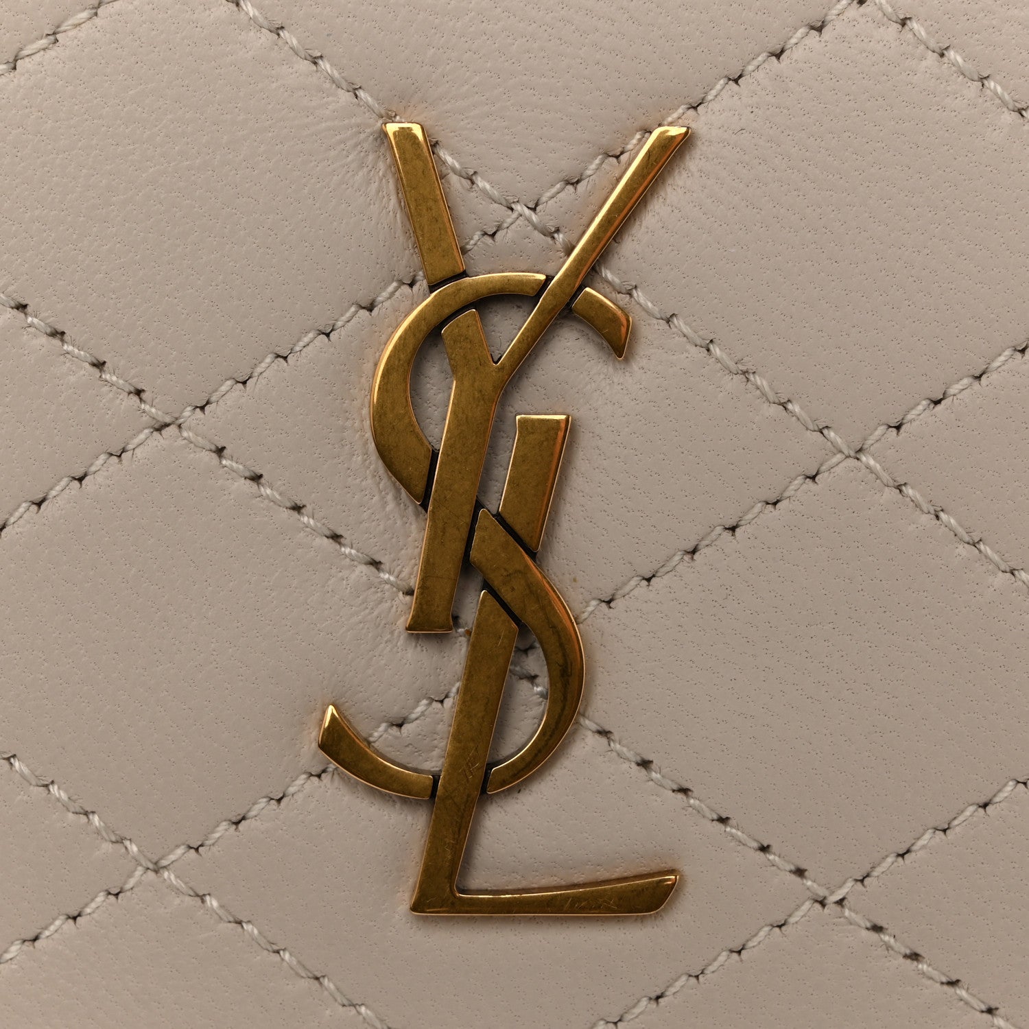 Saint Laurent Lambskin Quilted Gaby Phone Holder Crossbody Crema Soft 10 of 13