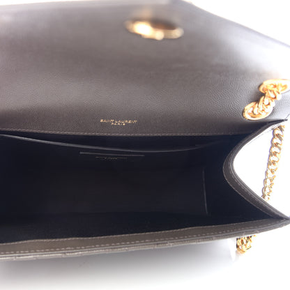 Saint Laurent Grain De Poudre Textured Mixed Matelasse Triquilt Medium Monogram Satchel Pebble 5 of 9
