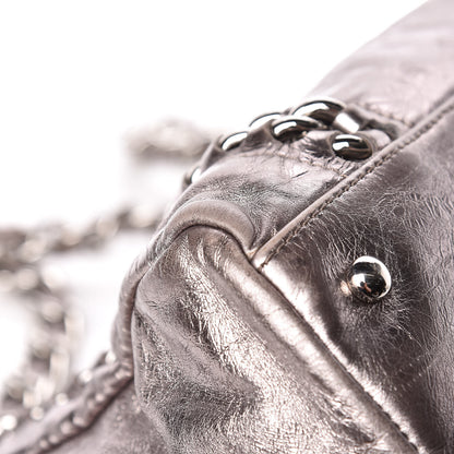 Chanel Metallic Cracked Calfskin Modern Chain Tote Dark Silver 12 of 16