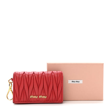 Miu Miu Nappa Matelasse Flap Card Holder Key Ring Fuoco 11 of 11