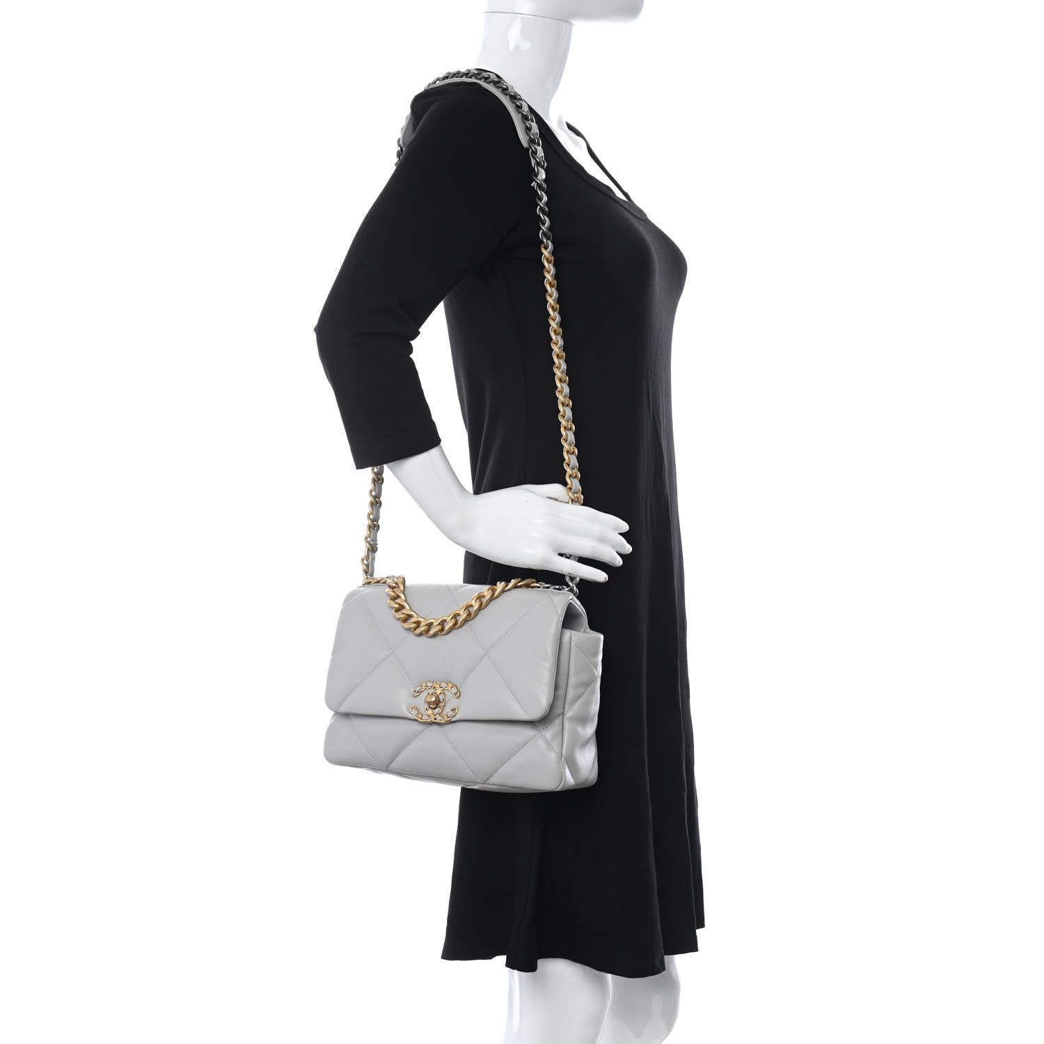 Chanel Lambskin Quilted Medium Chanel 19 Flap Grey 2 of 10