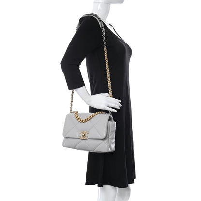 Chanel Lambskin Quilted Medium Chanel 19 Flap Grey 2 of 10