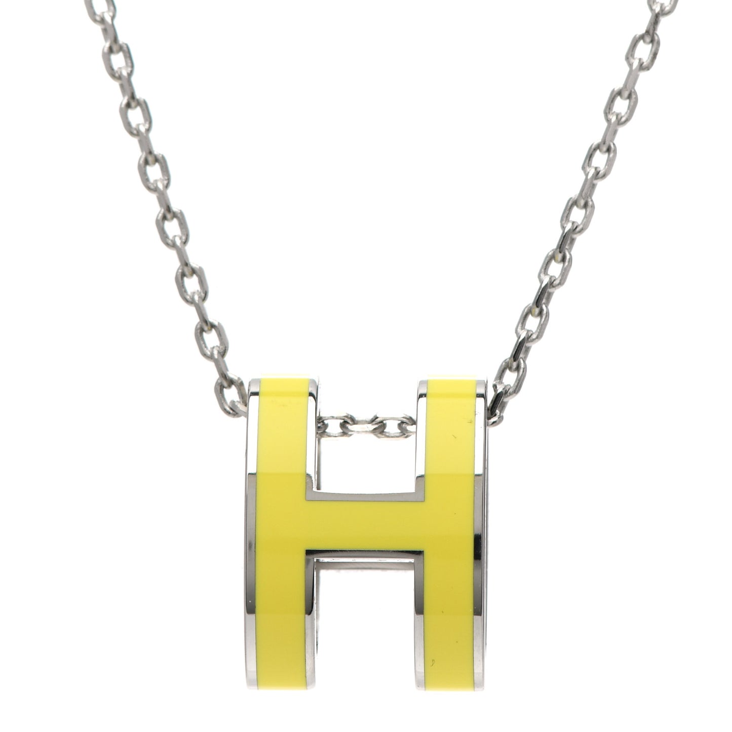 Lacquered Palladium Pop H Pendant Necklace Jaune Mimosa