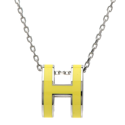 Hermes Lacquered Palladium Pop H Pendant Necklace Jaune Mimosa 4 of 6