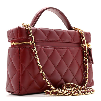 Chanel Lambskin Quilted Top Handle Slim Vanity With Chain Burgundy 3 of 13