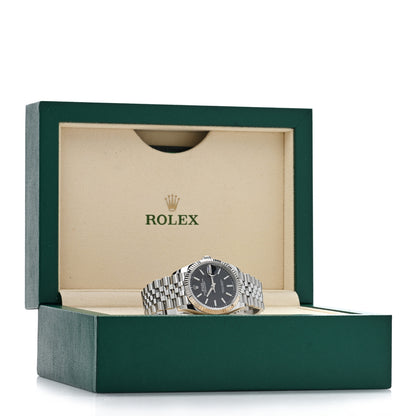 Rolex Stainless Steel 18K White Gold 36mm Oyster Perpetual Datejust Watch Bright Black 126234 5 of 5