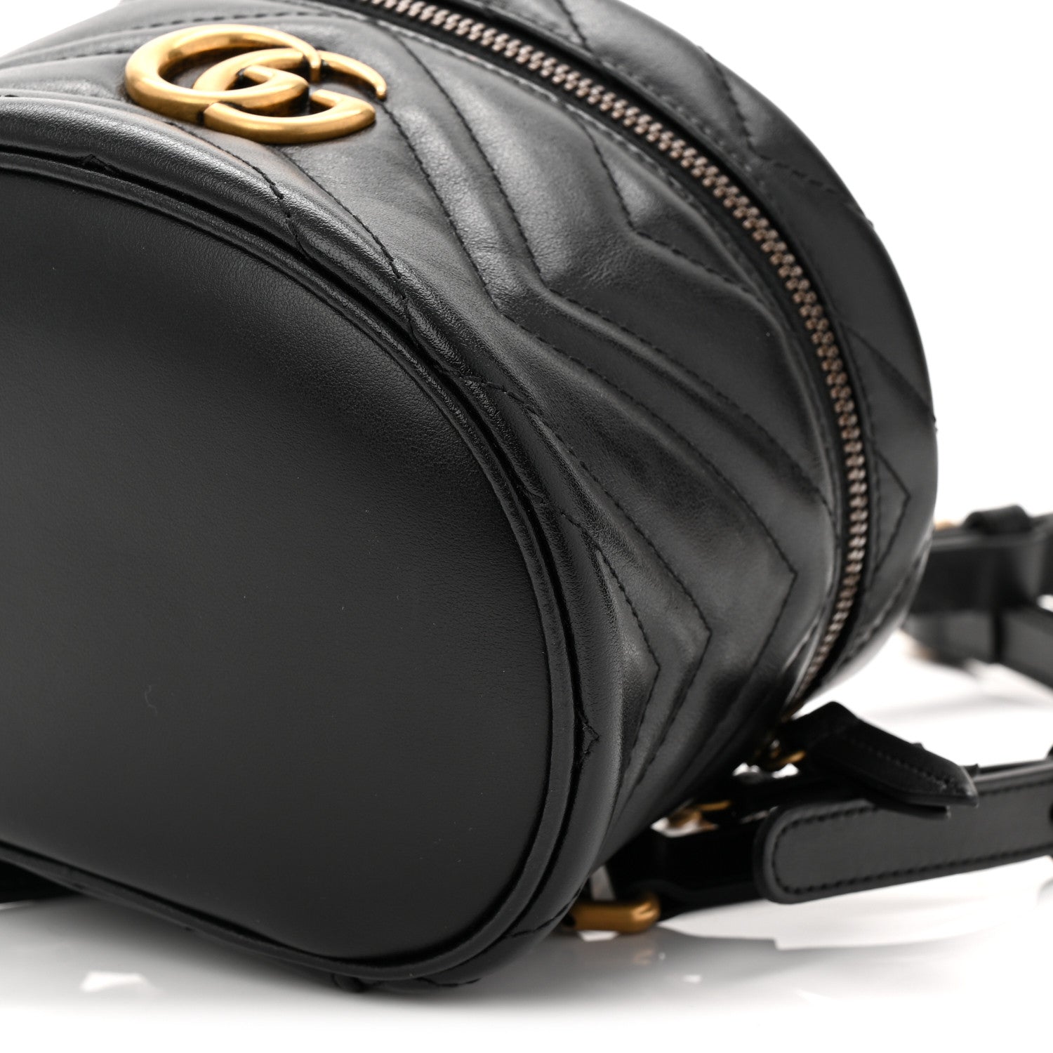 Gucci Calfskin Matelasse Chevron Mini GG Marmont Top Handle Bag Black 10 of 10