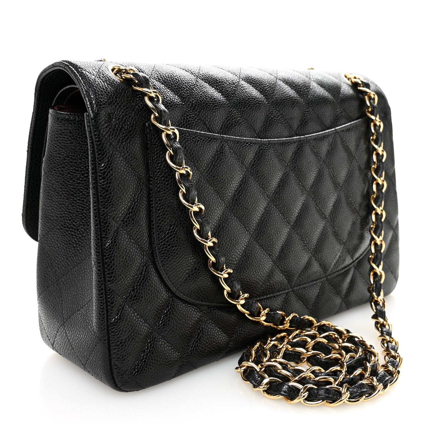 Caviar Quilted Jumbo Double Flap Black