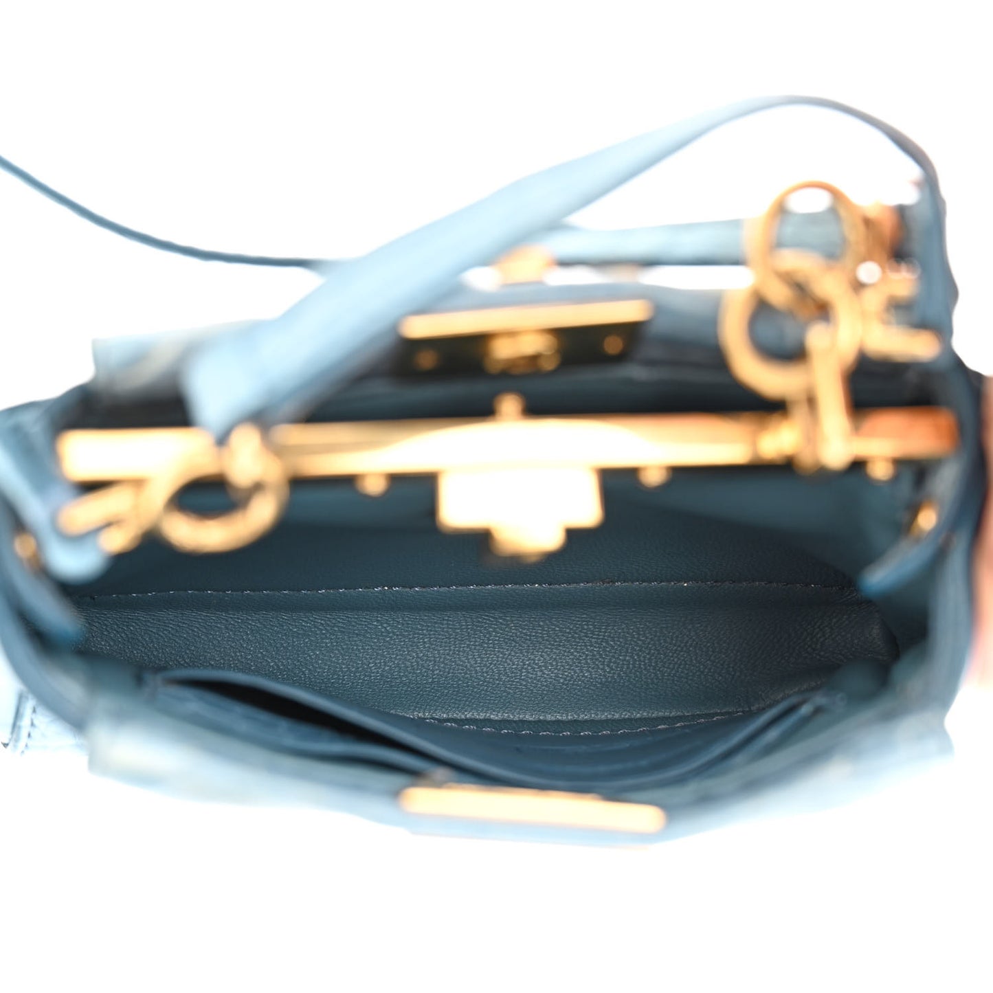 Shiny Crocodile Shiny Nappa Micro Peekaboo Iconic Satchel Blue