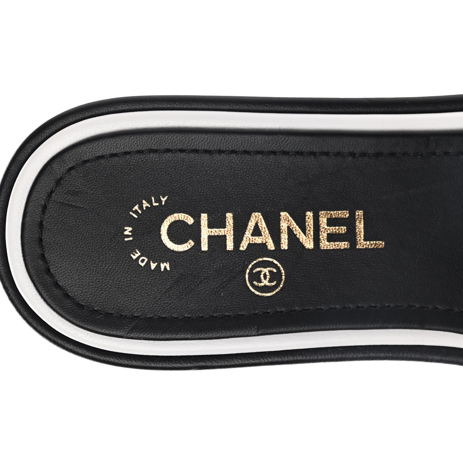 Chanel Lambskin Embroidered CC Mule Sandal 38.5 Black White 7 of 11