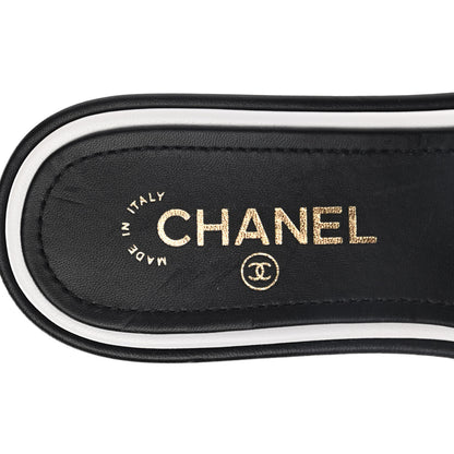 Chanel Lambskin Embroidered CC Mule Sandal 38.5 Black White 7 of 11