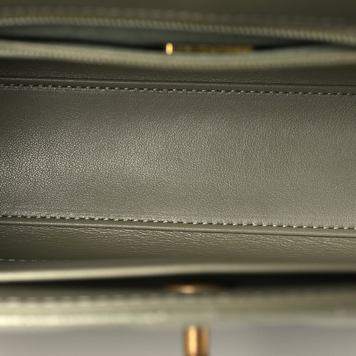 Shiny Aged Calfskin Quilted Nano Kelly Shopper Khaki