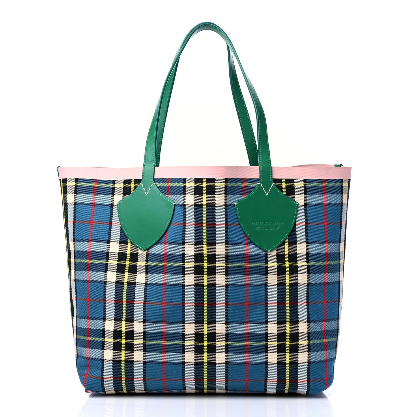 Vintage Check Large The Giant Reversible Tote Palm Green Pink Apricot