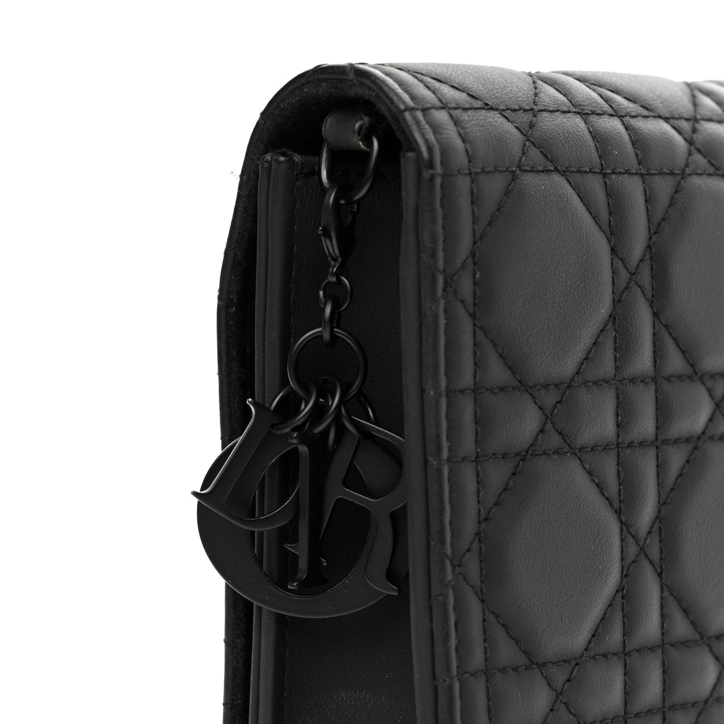 Ultra Matte Calfskin Cannage Lady Dior Clutch Black
