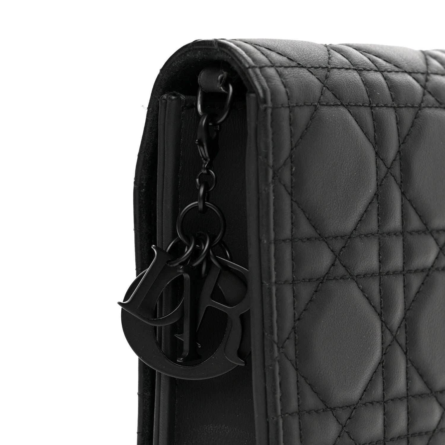 Christian Dior Ultra Matte Calfskin Cannage Lady Dior Clutch Black 8 of 12