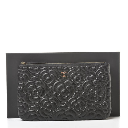Chanel Caviar Camellia Embossed Small Pouch Black 8 of 8
