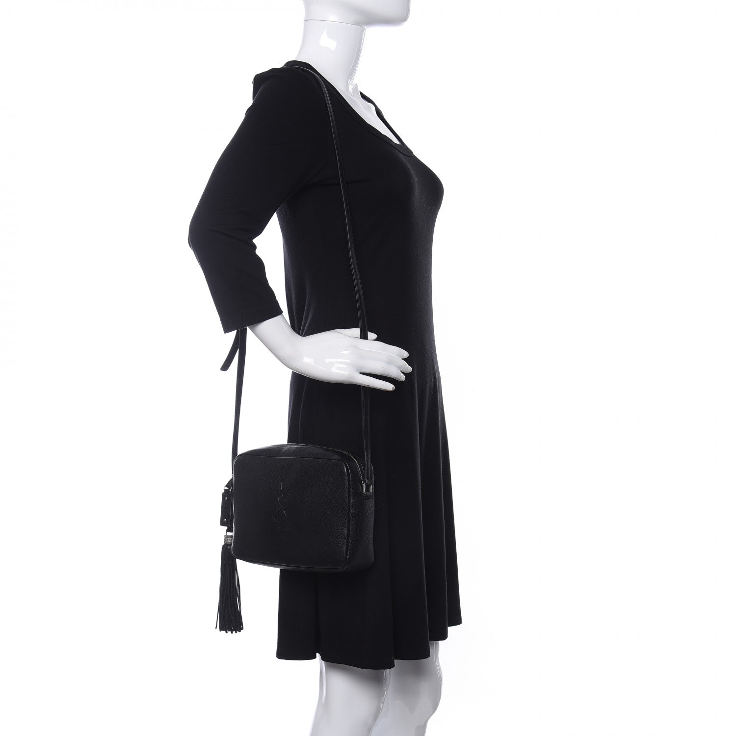 Saint Laurent Lambskin Monogram Small Lou Camera Bag Black 2 of 9