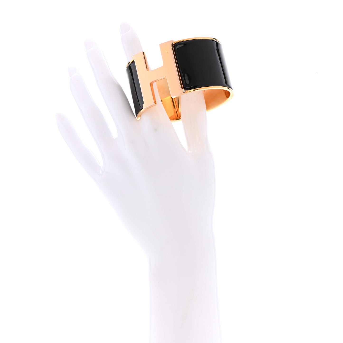 Enamel Extra Wide Clic Clac H Bracelet GM Black