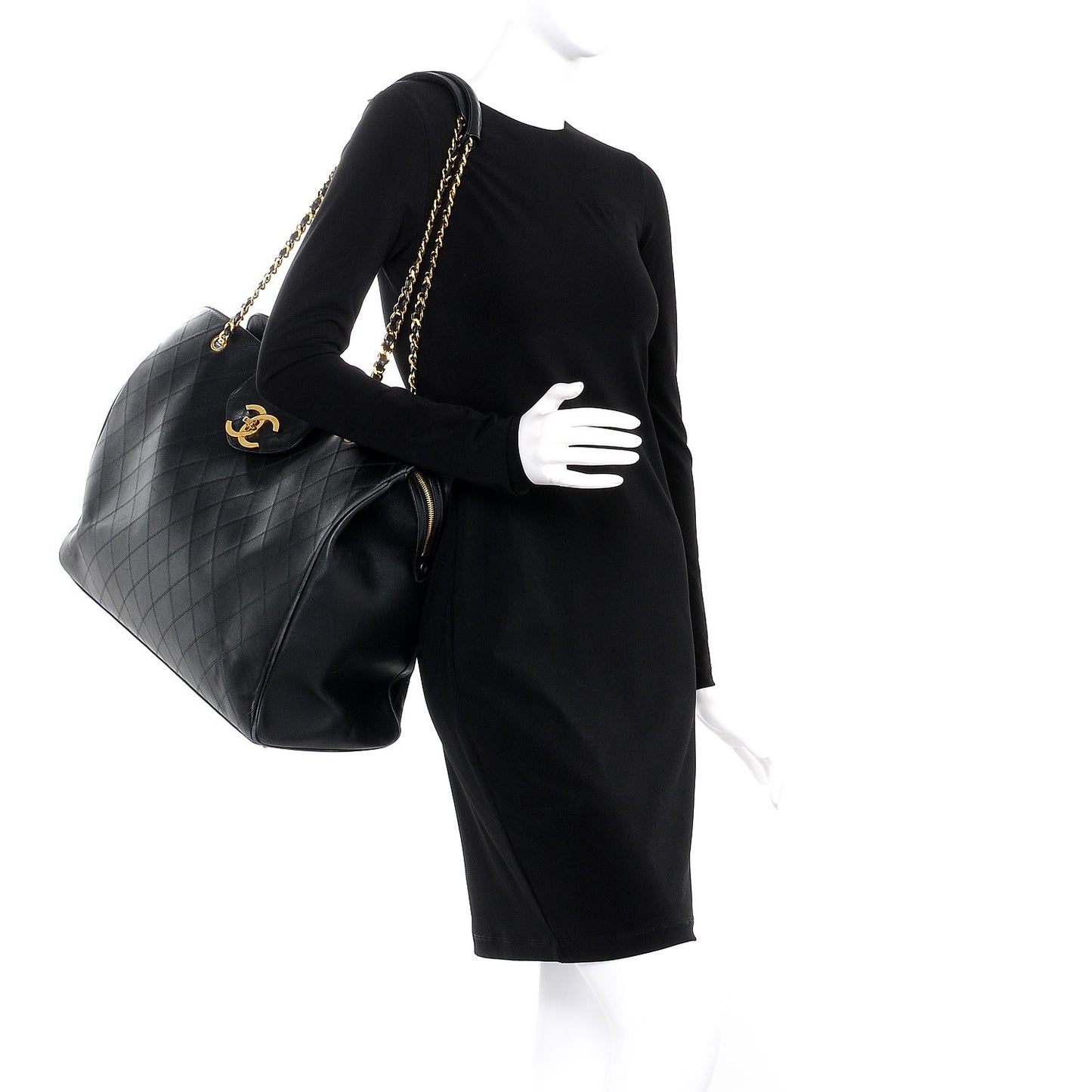 Calfskin Stitched XL Weekender Black