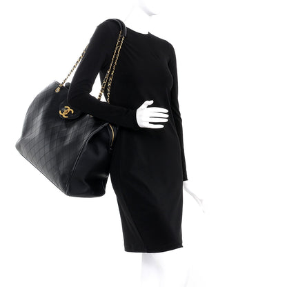 Chanel Calfskin Stitched XL Weekender Black 2 of 10
