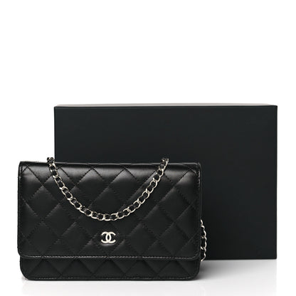 Chanel Lambskin Quilted Wallet On Chain WOC Black 12 of 12