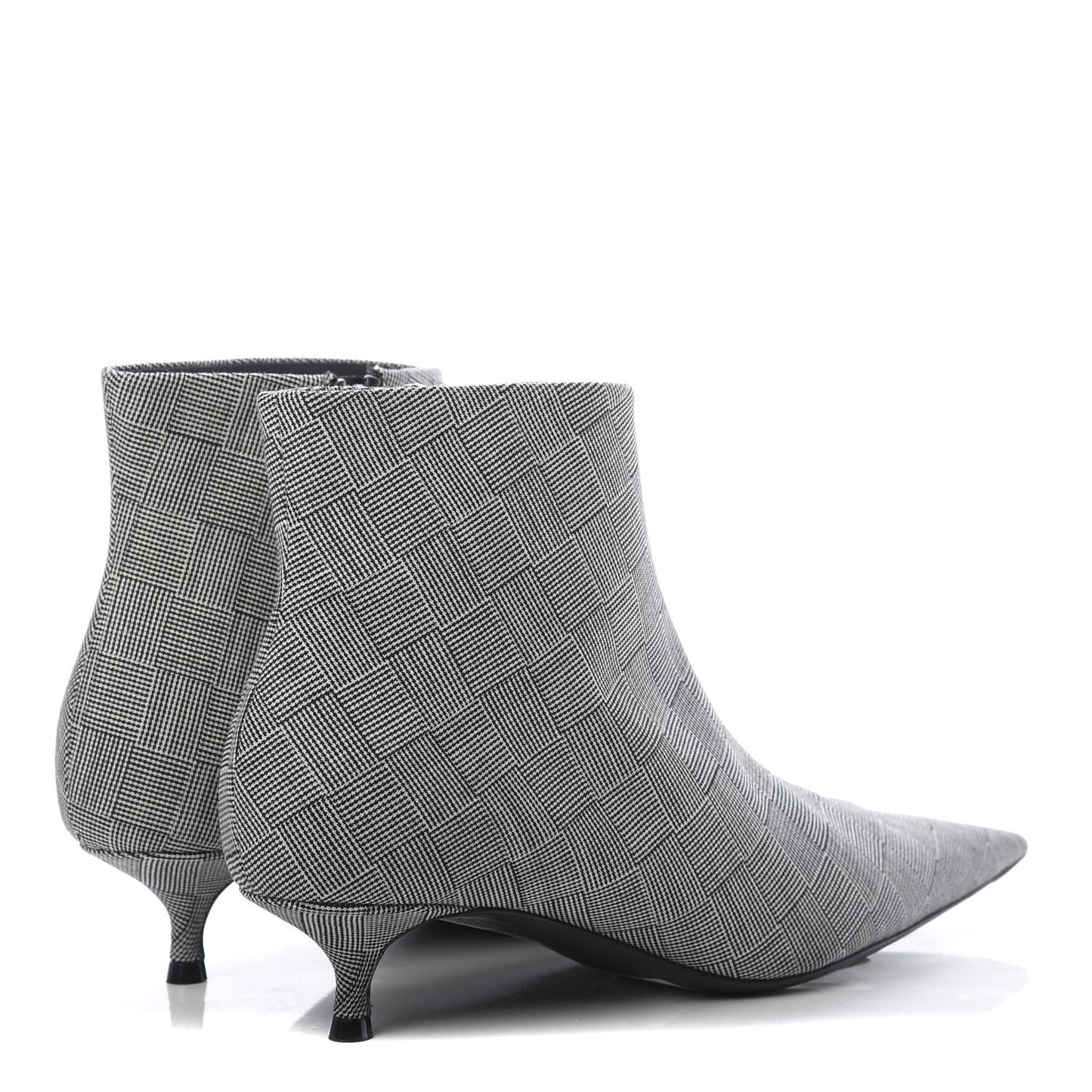 Wool Checked Knife Pointy Toe Boots 37