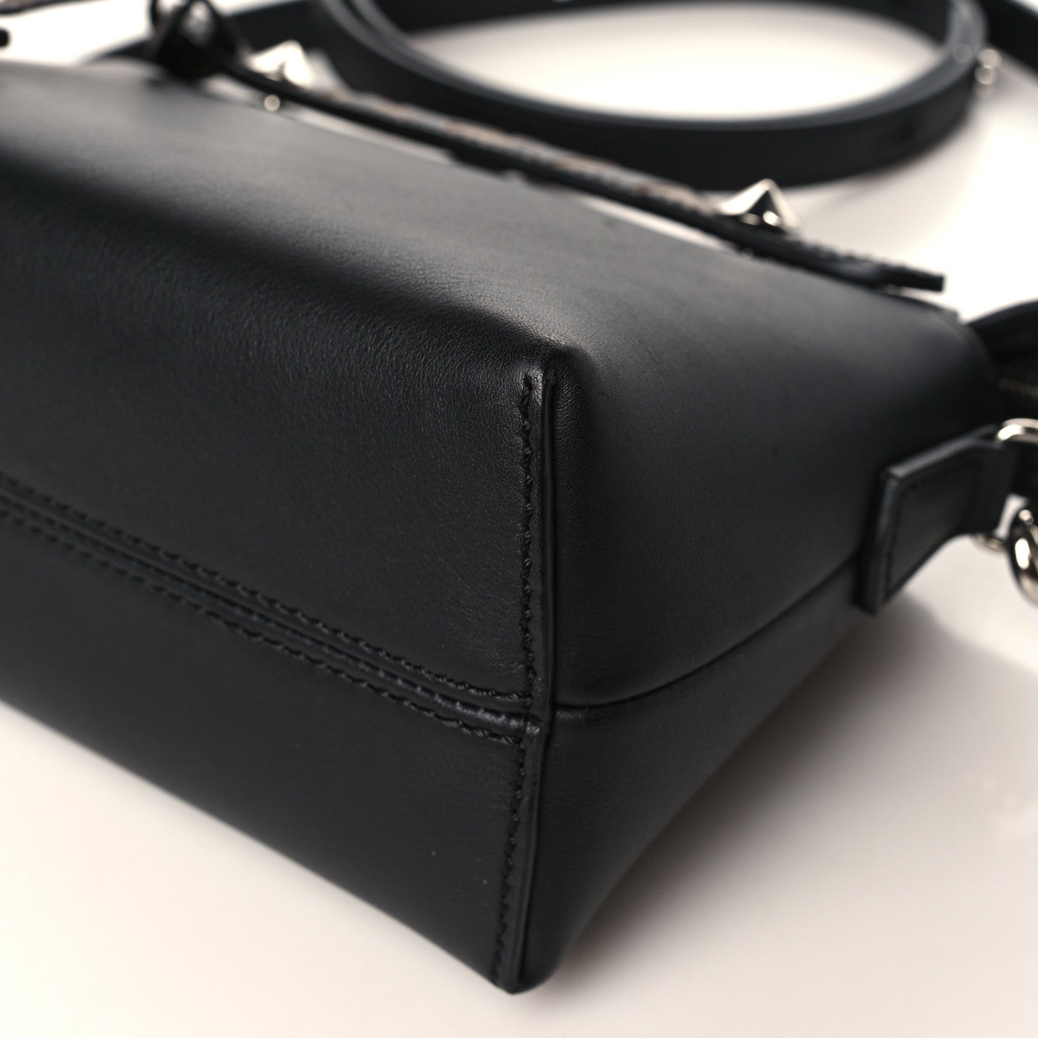 Fendi Vitello Dolce Bi-Color FF 1974 Embossed Mini By The Way Boston Bag Black Maya 9 of 10