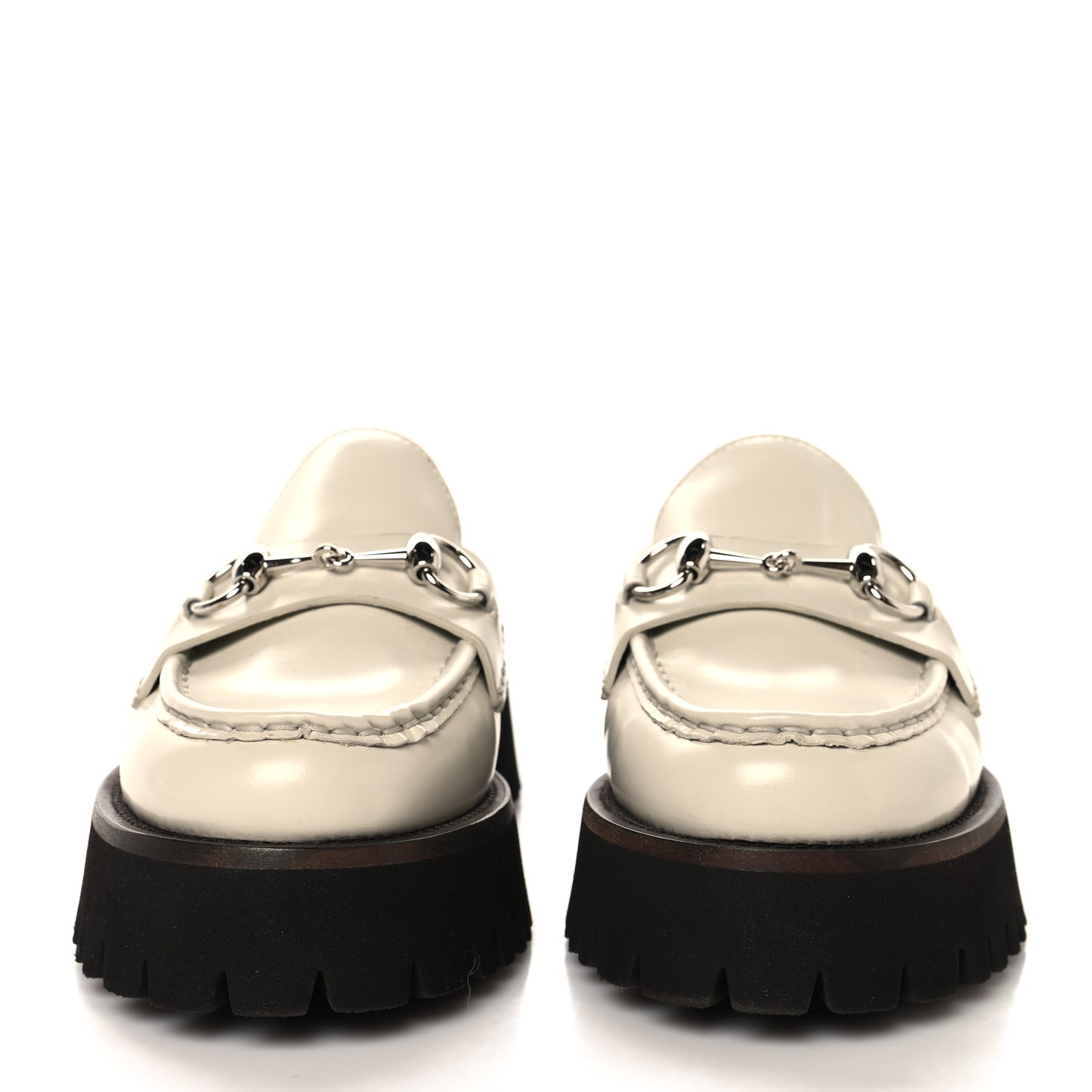 Cordovan Lux Horsebit Platform Mules 37 Mystic White