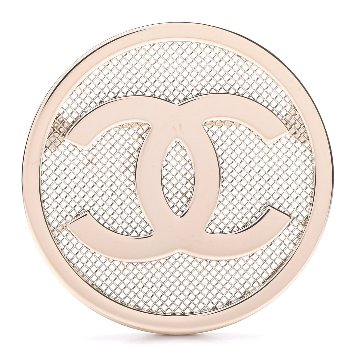 Mesh Circle CC Brooch Gold