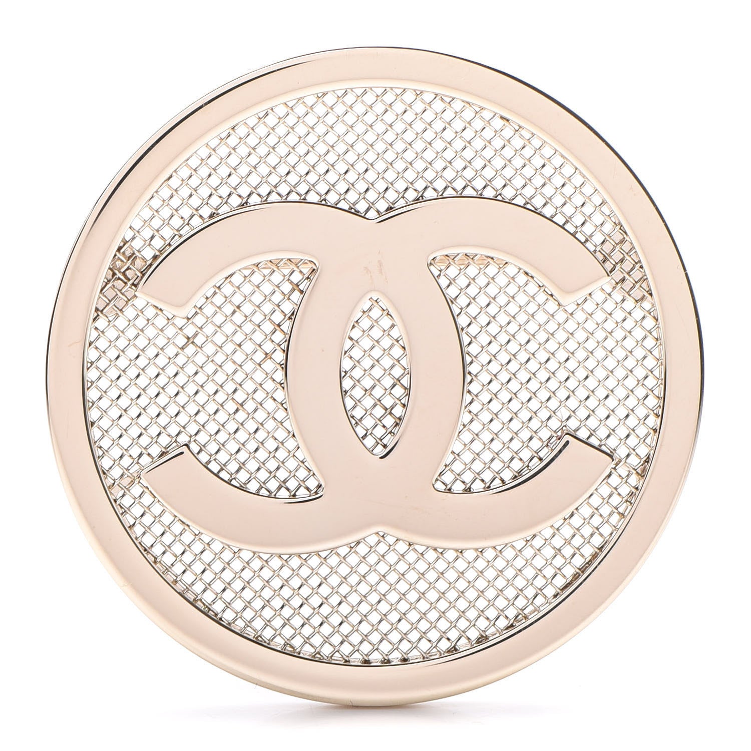 Chanel Mesh Circle CC Brooch Gold 1 of 4