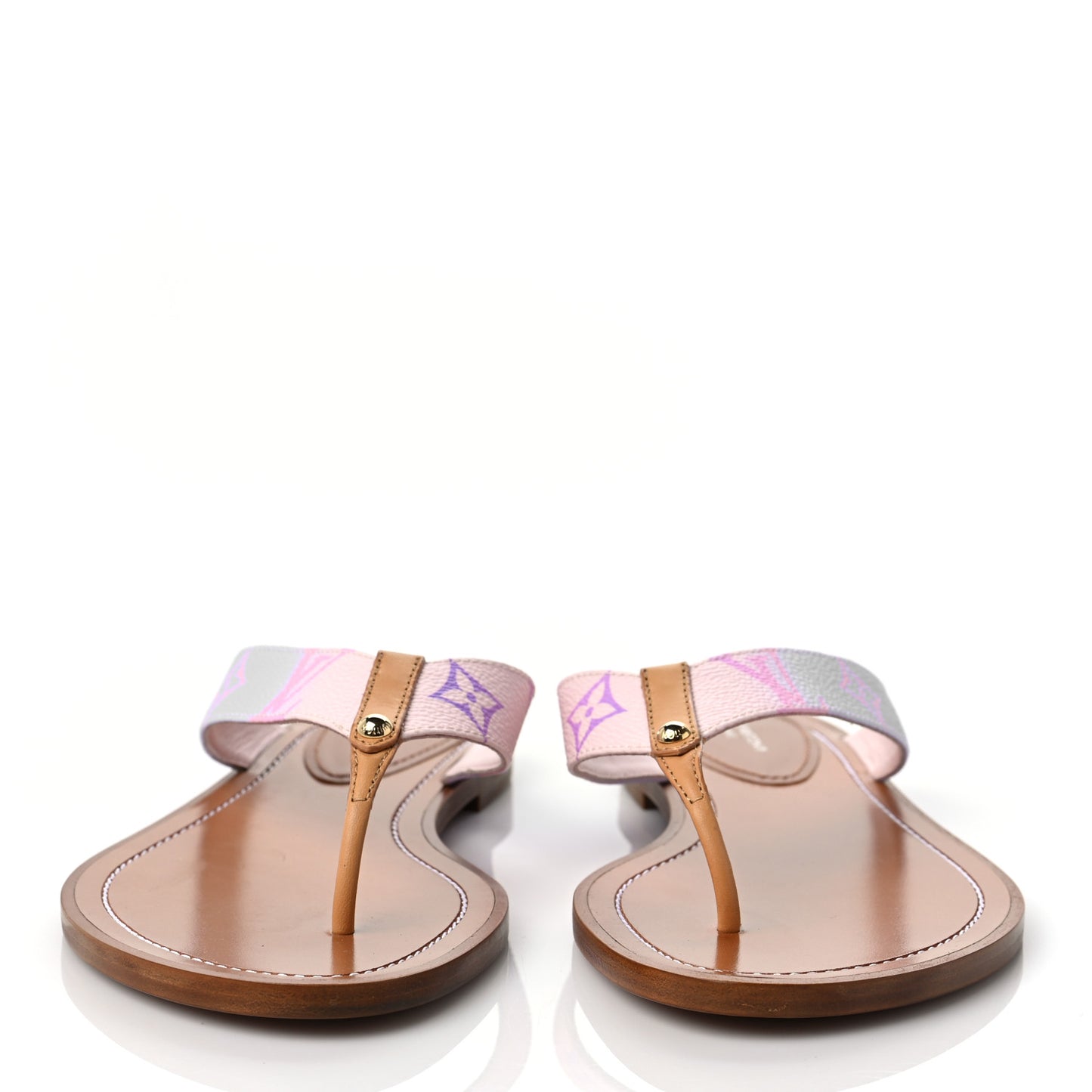 Monogram Sunny Flat Thong Sandals 38 Rose Clair Pink