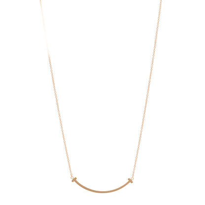 Tiffany 18K Rose Gold Small T Smile Pendant Necklace 1 of 5