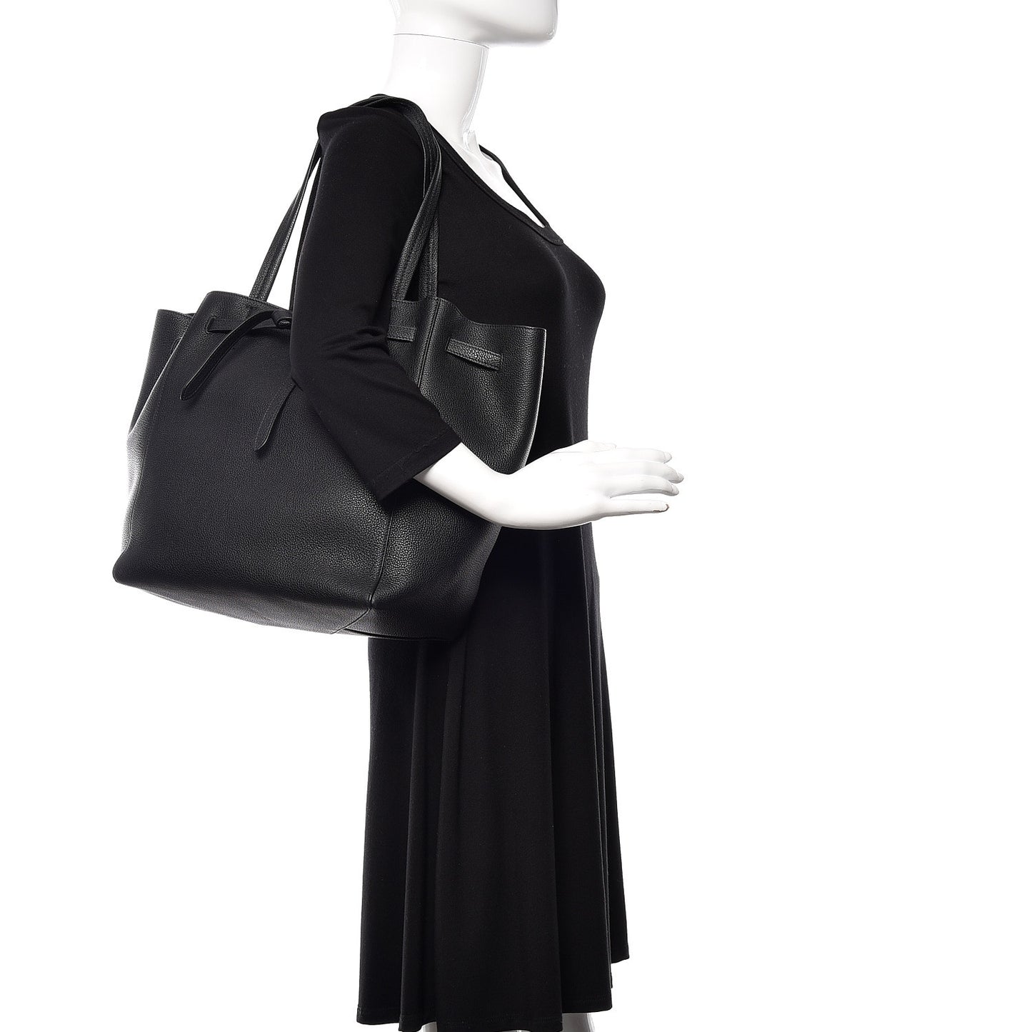 Soft Grained Calfskin Small Belt Cabas Phantom Black