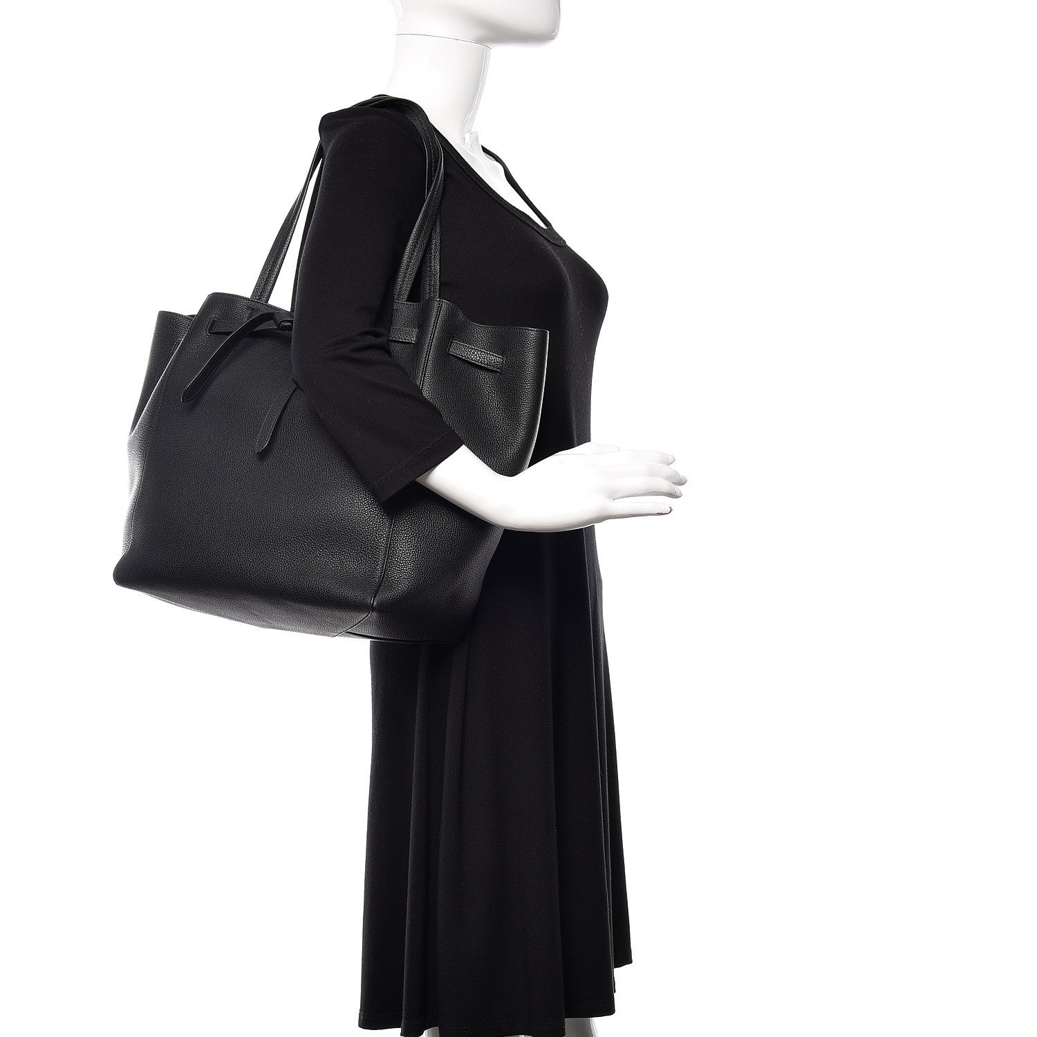 Celine Soft Grained Calfskin Small Belt Cabas Phantom Black 2 of 9