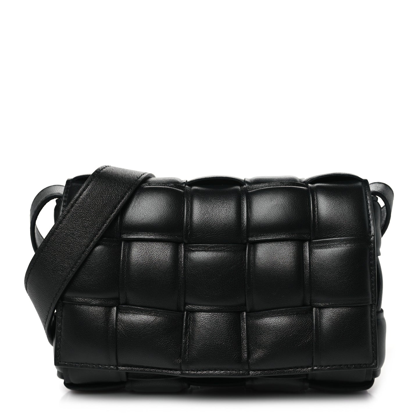 Nappa Maxi Intreccio Small Padded Cassette Crossbody Bag Black