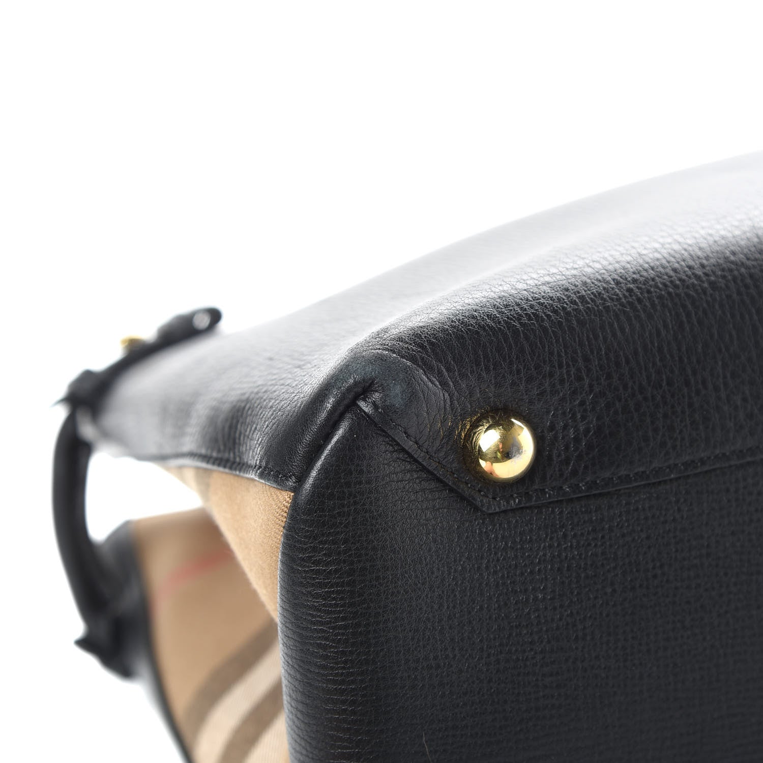 Burberry Grainy Calfskin House Check Large Banner Tote Black 10 of 18