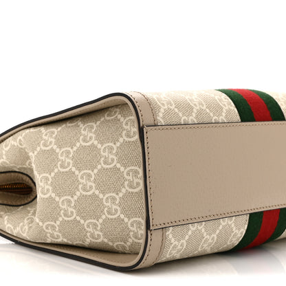 Gucci GG Supreme Monogram Textured Dollar Calfskin Web Small Ophidia Tote Bag Beige Mystic White Oatmeal 10 of 11