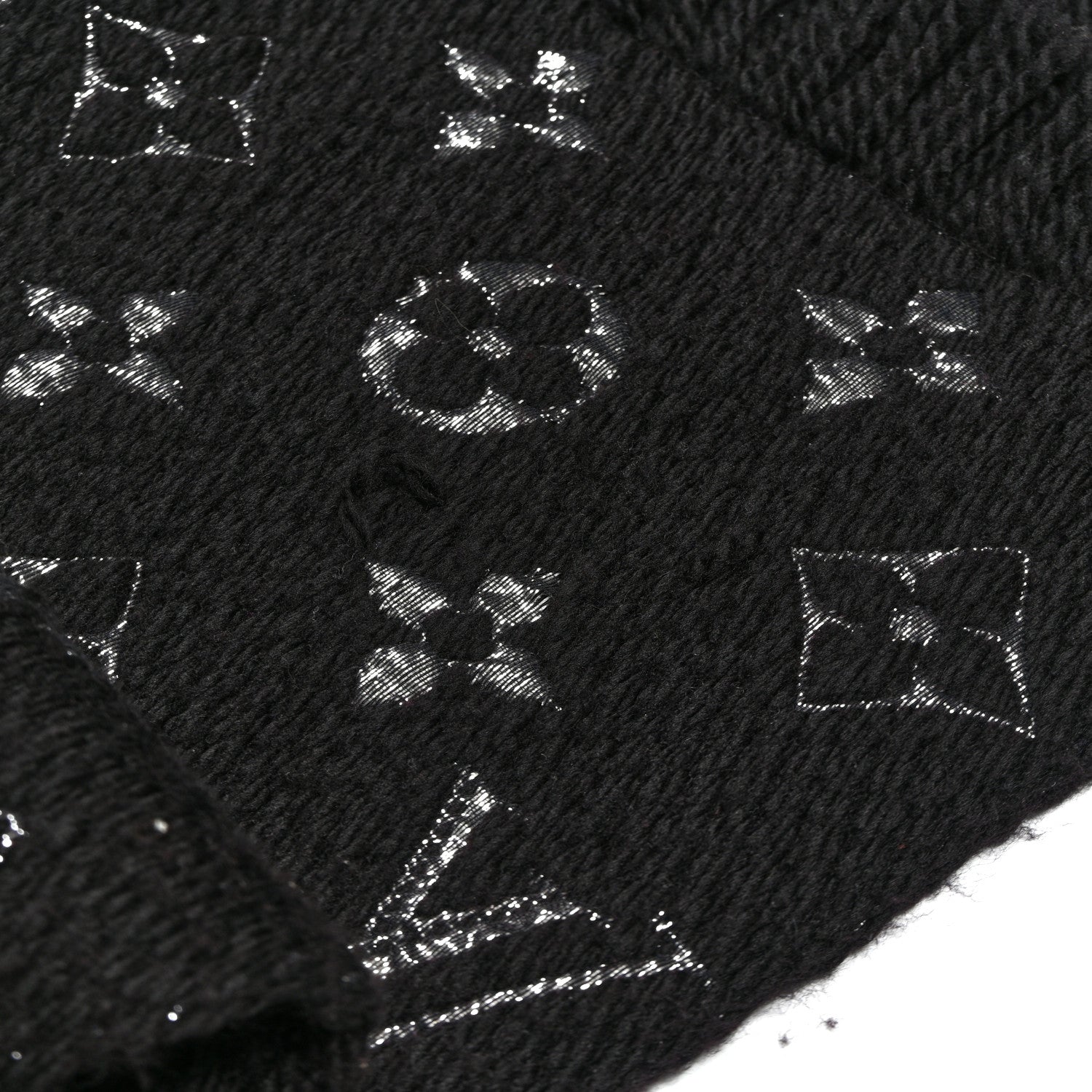 Louis Vuitton Wool Silk Logomania Shine Scarf Black 1802653