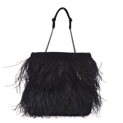 Prada Piume Feather Satin Chain Tote Black 1 of 9