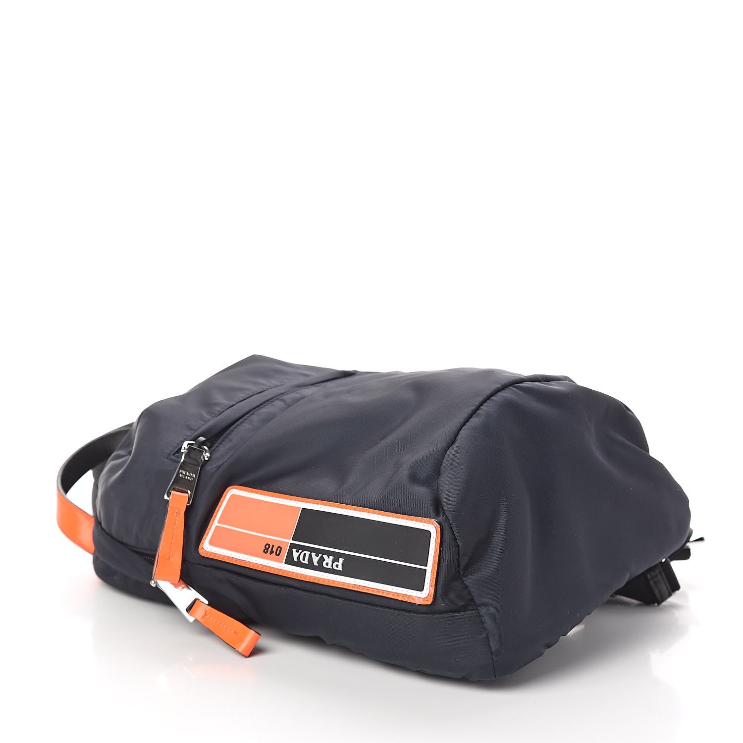 Prada Nylon Tessuto Sling Backpack Navy Orange 4 of 9