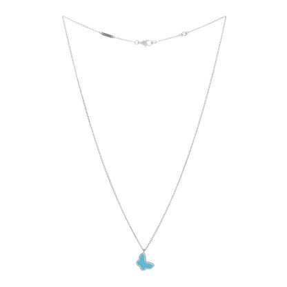 Van Cleef & Arpels 18K White Gold Turquoise Sweet Alhambra Butterfly Pendant Necklace 2 of 5