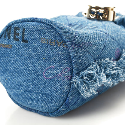 Chanel Denim Quilted Mood Mini Bucket With Chain Blue Multicolor 11 of 11