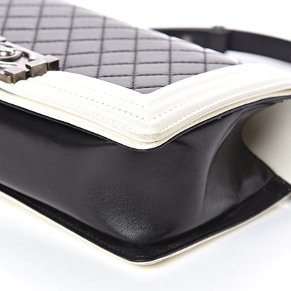 Chanel Lambskin Quilted Medium Boy Flap Black White 9 of 16