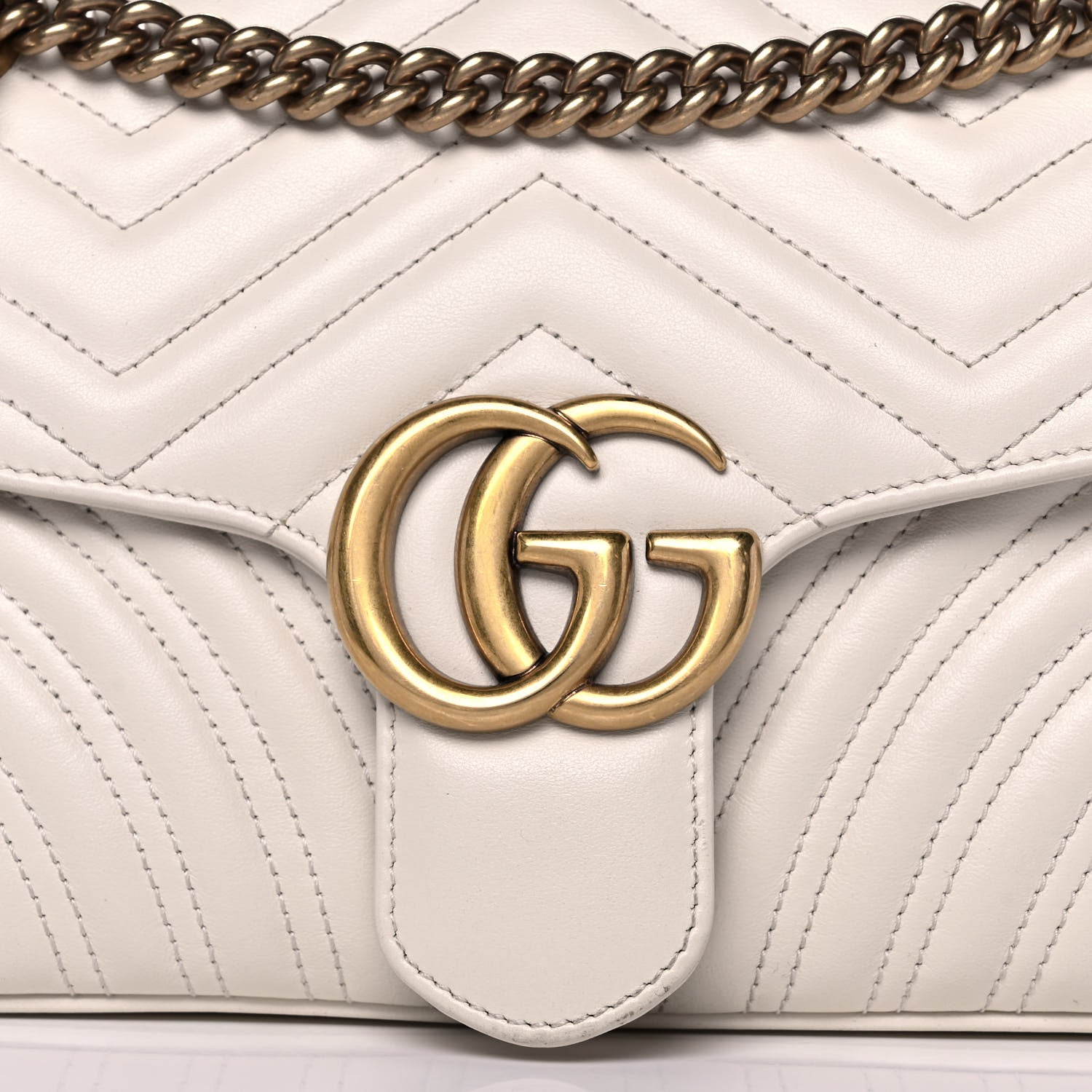 Gucci Calfskin Matelasse Small GG Marmont Shoulder Bag White 9 of 20