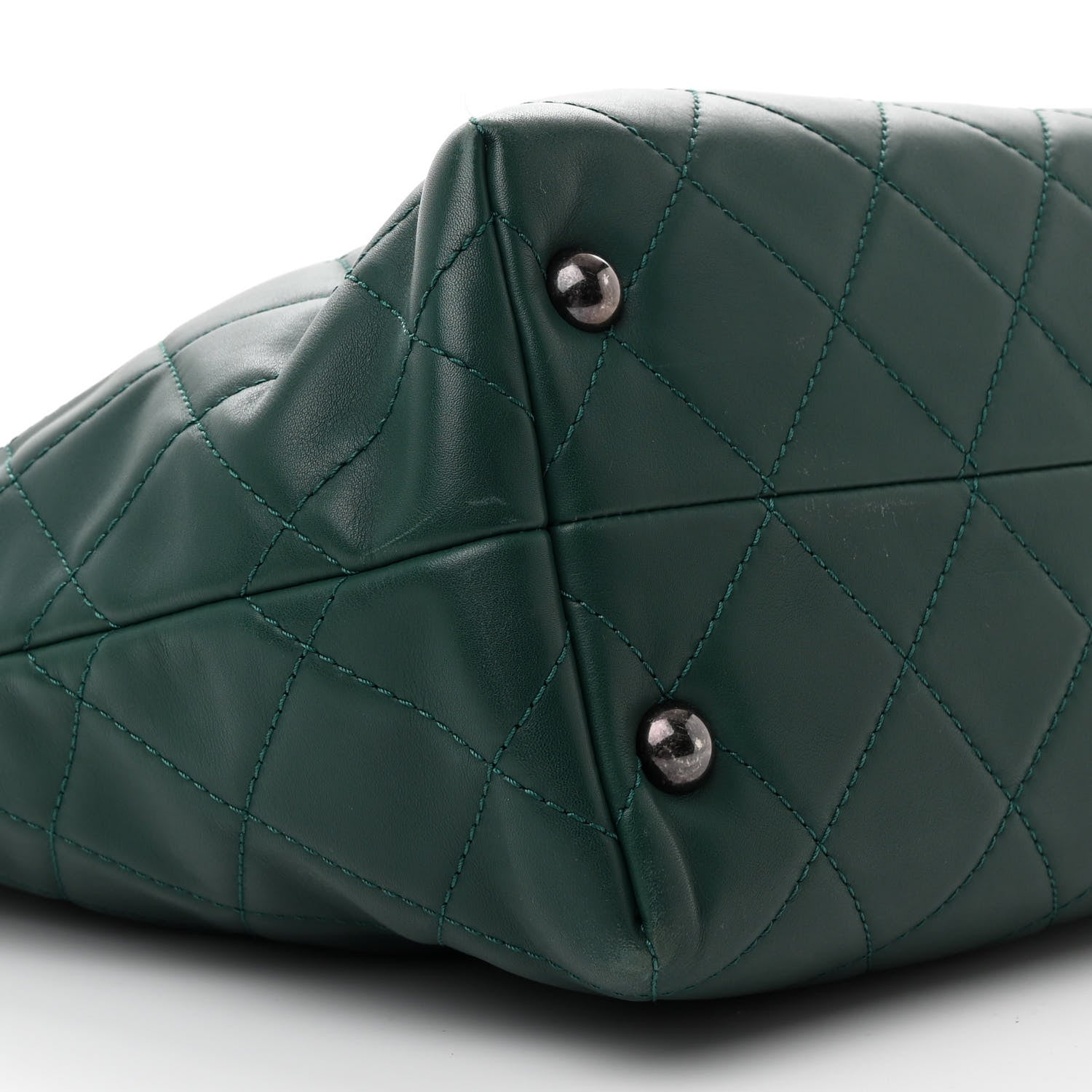 Chanel Calfskin Quilted Large Shopping In Chains Tote Green 9 of 13