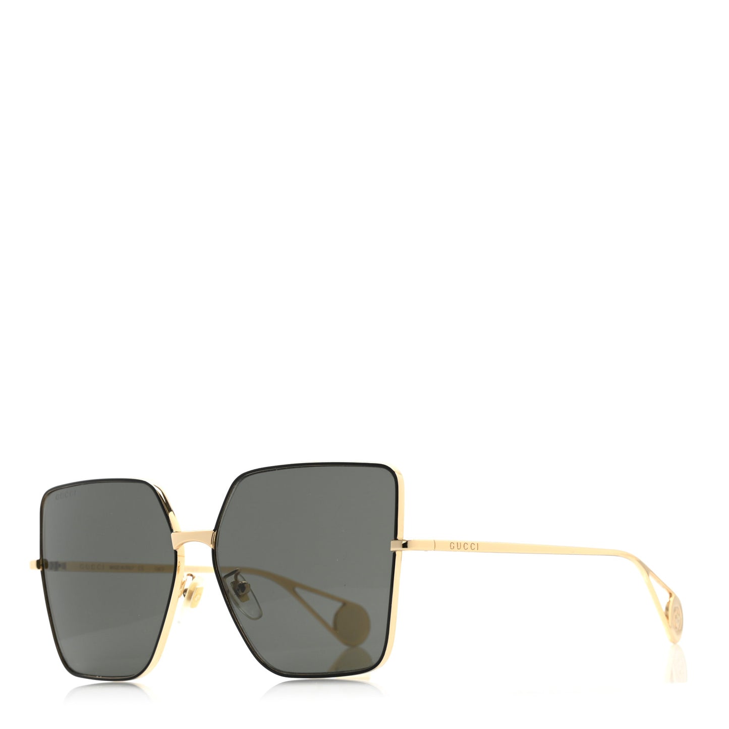 Square Frame GG0436S Sunglasses Black Gold