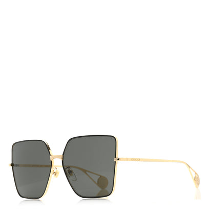 Gucci Square Frame GG0436S Sunglasses Black Gold 1 of 8