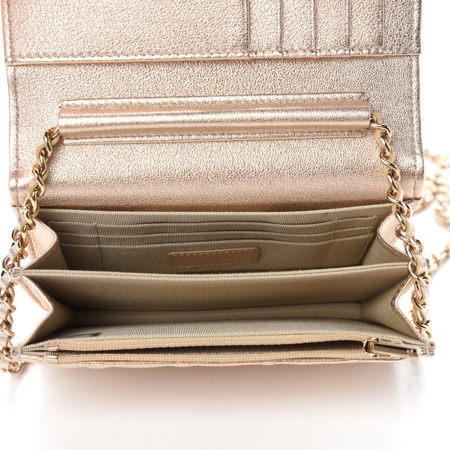 Chanel Metallic Lambskin Quilted Mini Wallet On Chain WOC Gold 5 of 10